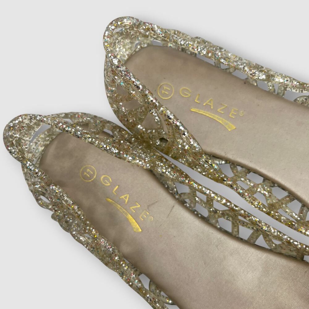 Glaze Gold Glitter Jelly Ballet Flats Women’s Size 11 - Picture 6 of 7
